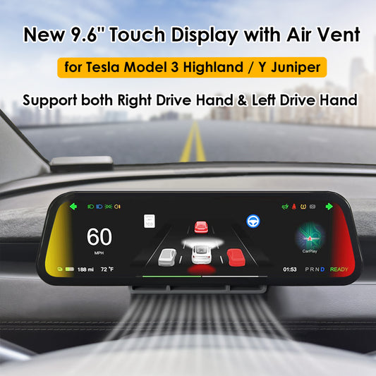 for Tesla Model Y Juniper Model 3 Highland 9.6 inches Dashboard Display Smart Blind Spot Reminder OTA Upgrade Battery Warm-up Pulse Headlights AP Assistance