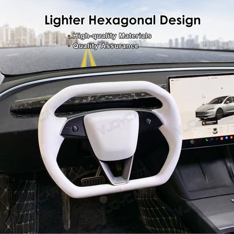 New Tesla Model Y Juniper Cybertruck Hexagon Yoke Steering Wheel Handle With Heating for Tesla Model 3 Highland 2025+