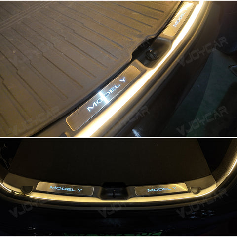 for Tesla Model Y Juniper Model YL Magnetic LED Illuminated Trunk Sill Trim Protection LED Light Auto On Off