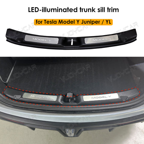 for Tesla Model Y Juniper Model YL Magnetic LED Illuminated Trunk Sill Trim Protection LED Light Auto On Off