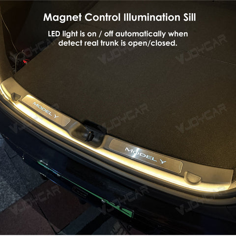 for Tesla Model Y Juniper Model YL Magnetic LED Illuminated Trunk Sill Trim Protection LED Light Auto On Off