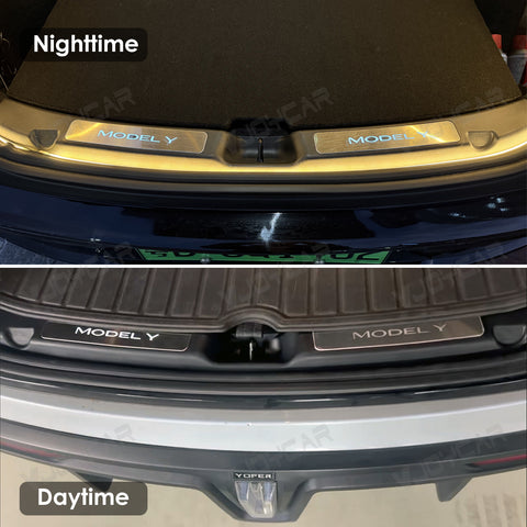 for Tesla Model Y Juniper Model YL Magnetic LED Illuminated Trunk Sill Trim Protection LED Light Auto On Off