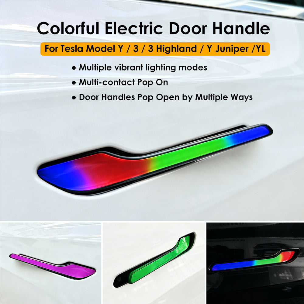 New Upgrade for Tesla Auto Door Handle Wireless Install Multi-contact Pop Up Colorful LED Panel