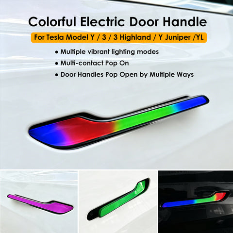 New Upgrade for Tesla Auto Door Handle Wireless Install Multi-contact Pop Up Colorful LED Panel
