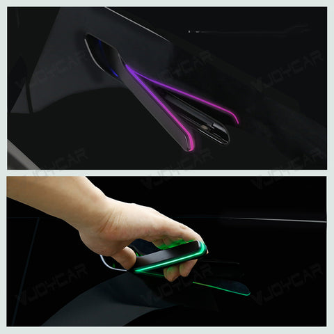 Newest LED Electric Door Handle for Tesla Model Y Juniper 3 Highland Auto Present Pop Up Colorful Ambient Lights Adjustable Automatic Retrofit Modification Kits