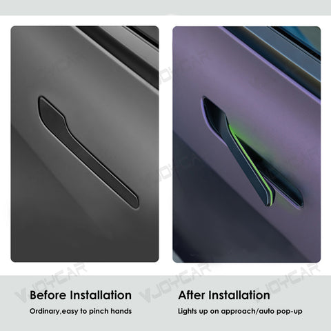 Newest LED Electric Door Handle for Tesla Model Y Juniper 3 Highland Auto Present Pop Up Colorful Ambient Lights Adjustable Automatic Retrofit Modification Kits