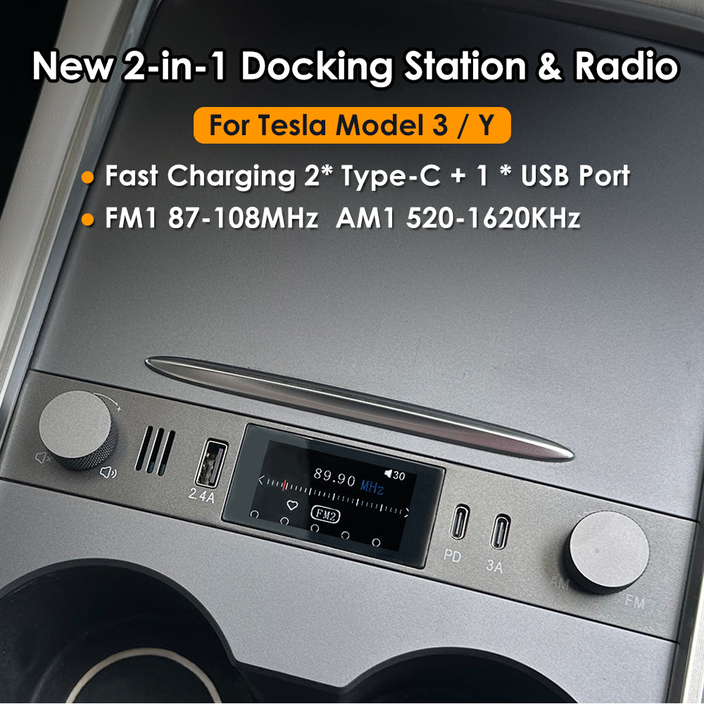 for Tesla Model3 ModelY Central Console USB HUB AM FM Radio Expansion Docking Station