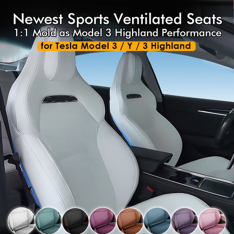 VJOYCAR Model 3 Highland Performance Style Sports Seats Ventilated Cushion for Tesla Model 3 Model Y 3 Highland