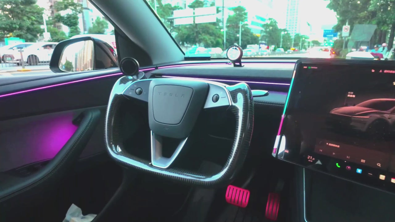 2026+ New Tesla Model Y Juniper Carbon Fiber Yoke Steering Wheel Handle With Heating 350mm Retrofit Customized Handles