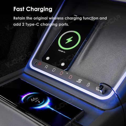 for Tesla Model 3 Highland Center Console Command Button With LED Lights Type-C Fast Charger