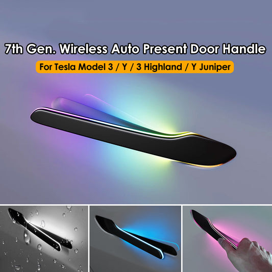 2025 Newest 7th Generation Wireless Auto Door Handle for Tesla Model Y 3 Y Juniper 3 Highland Colorful LED Auto Presenting Welcome Mode