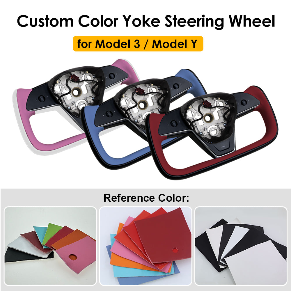 For Tesla Model 3 Model Y Yoke Steering Wheel Handle Custom Double Colors Built in Heating Cable Two Color Mixed Sport Modern Design